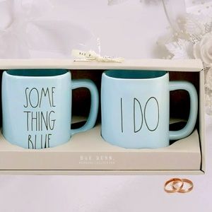 RAE DUNN MUG SET WEDDING “SOMETHING BLUE” & “I DO” BABY BLUE COLOR BLACK…